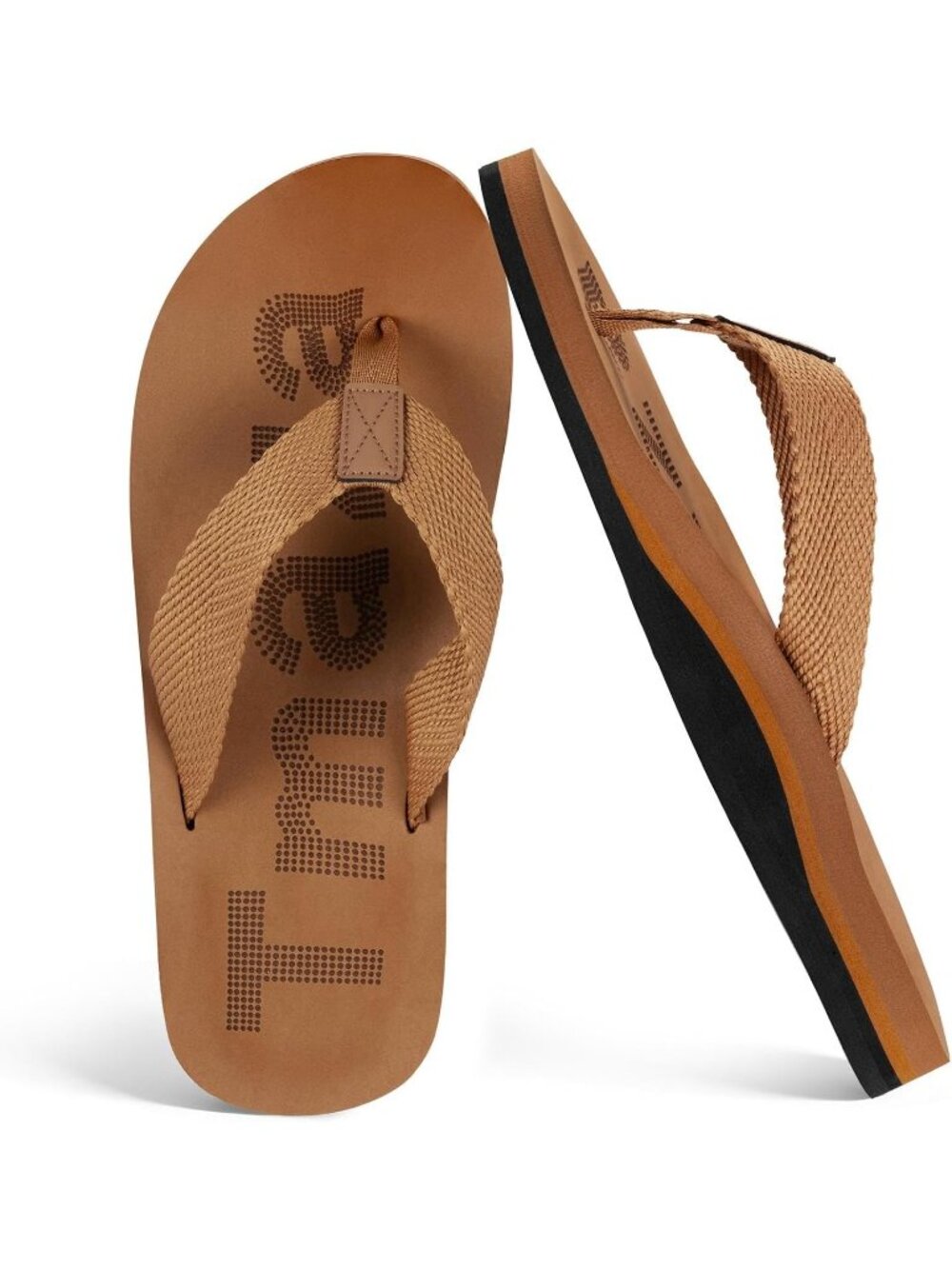 Men's Light Brown Flip Flops With Arch Support Summer Outdoor Beach Sandals